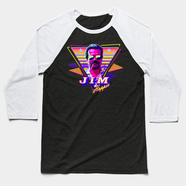 Retro Jim Hopper Baseball T-Shirt by ZlaGo